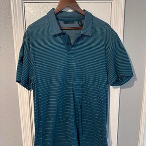 Perry Ellis Teal Striped Polo Shirt